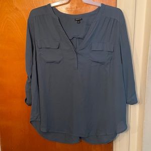 Grayish blue 3/4 sleeve blouse